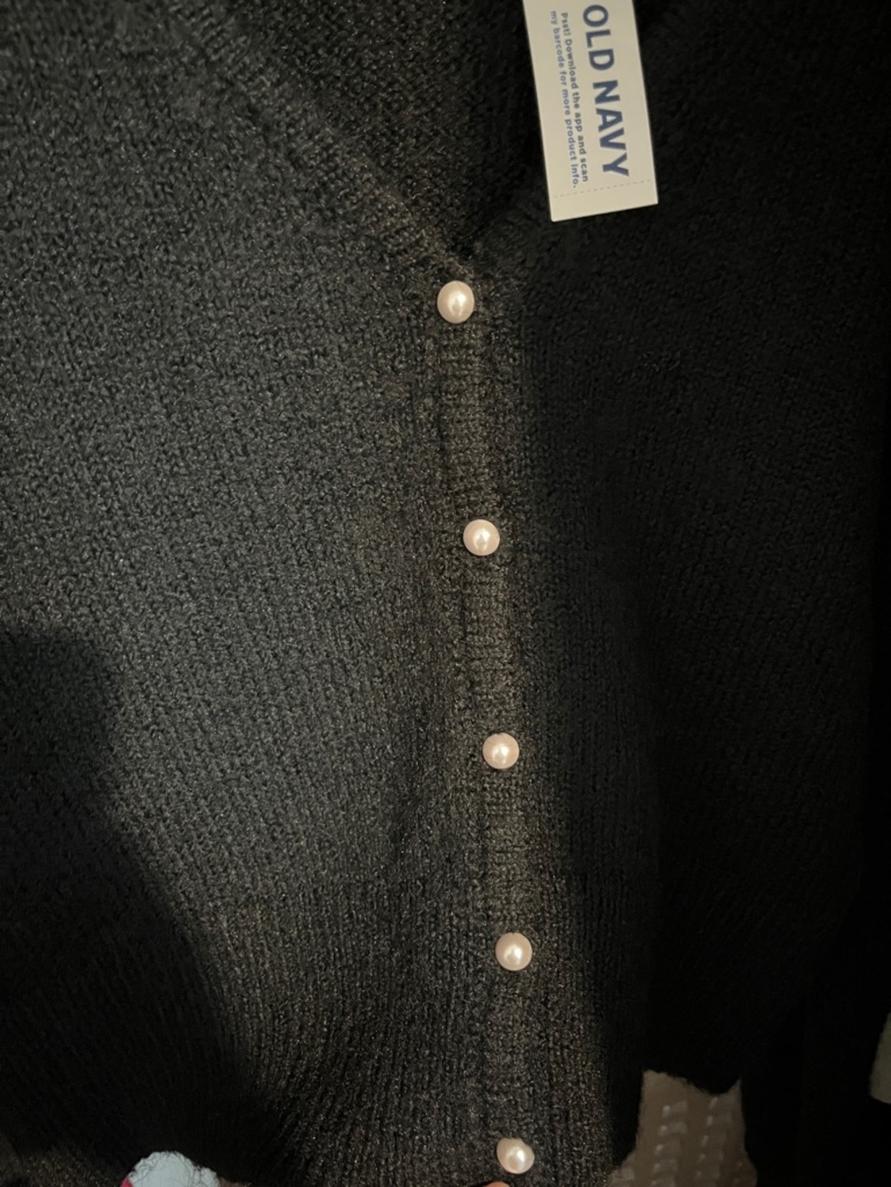 Old Navy Black V-Neck Cardigan with Pearl Buttons - Picture 2 of 2